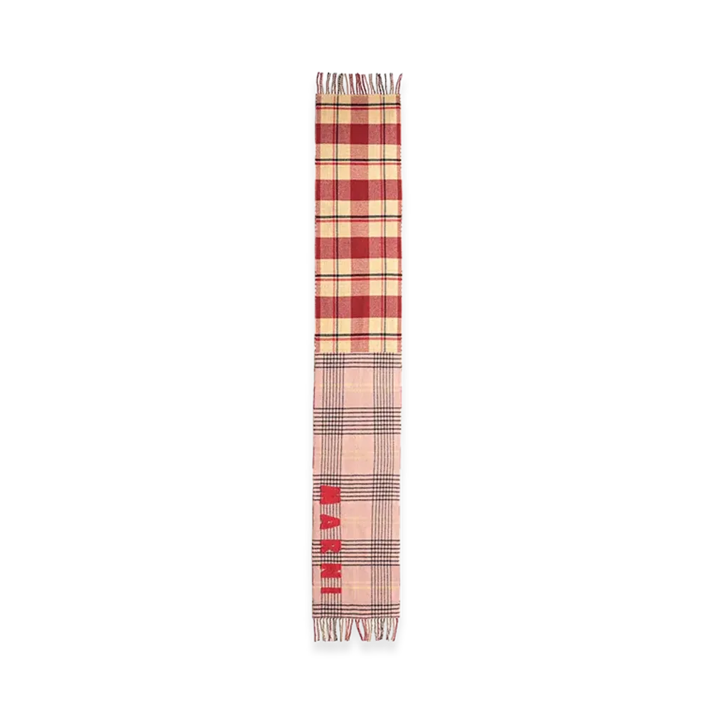 MARNI Women's Wool Check Scarf "Pink"