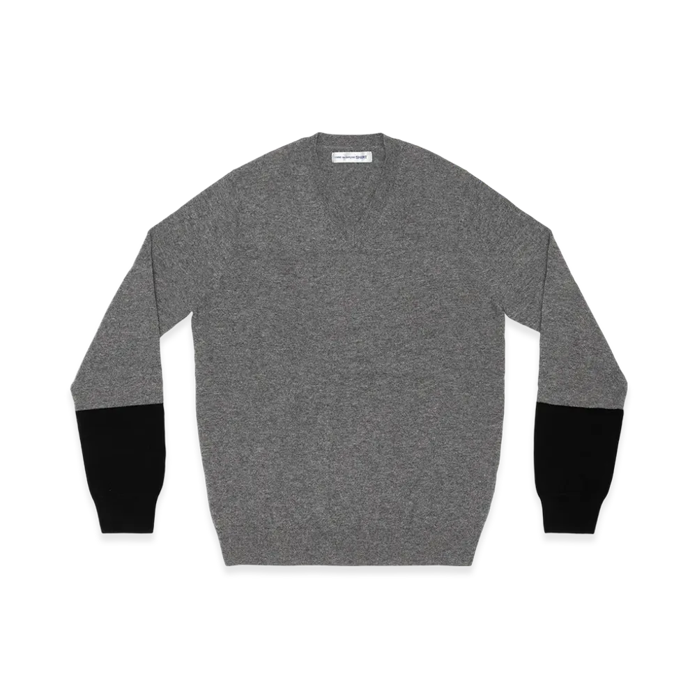 COMME des GARCONS SHIRT V Neck Pullover "Top Grey/Black"
