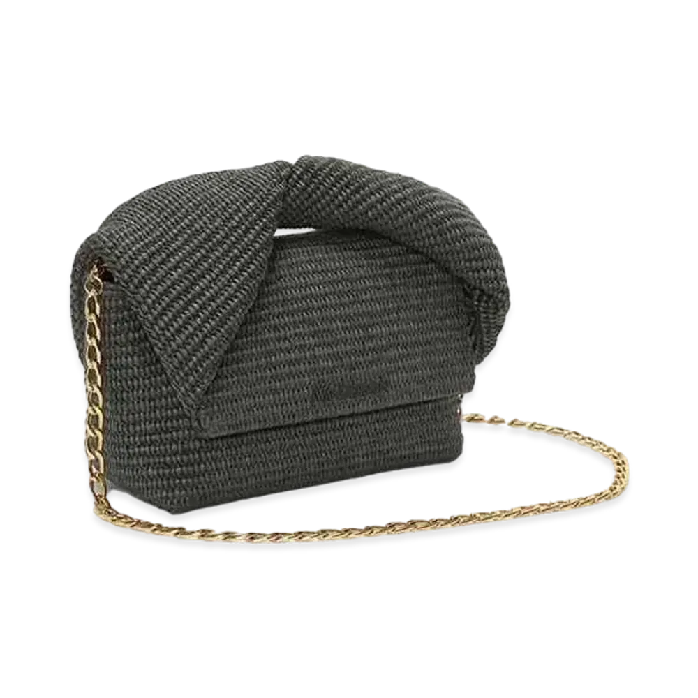 JW ANDERSON Medium Twister Raffia Top-Handle Bag "Khaki"