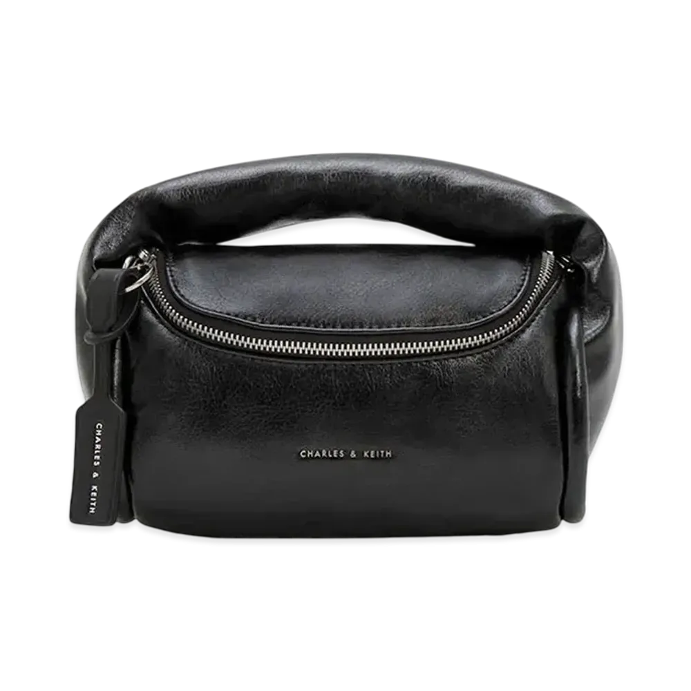 CHARLES & KEITH Yama Pad Cylinder Bag "Noir"
