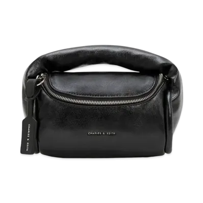 CHARLES & KEITH Yama Pad Cylinder Bag "Noir"