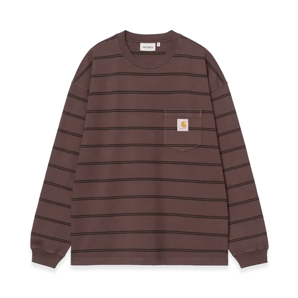 Carhartt WIP L/S Cardona Pocket T-Shirt "Cardona Stripe/Natural/Palisander/Garment Dyed"