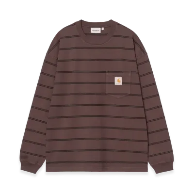 Carhartt WIP L/S Cardona Pocket T-Shirt "Cardona Stripe/Natural/Palisander/Garment Dyed"