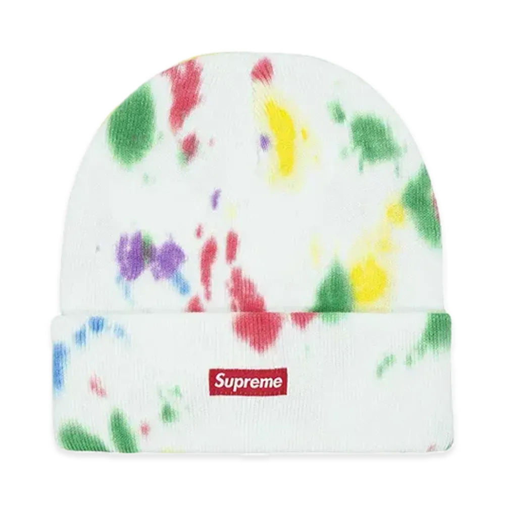 Supreme Splatter Dyed Beanie "White"