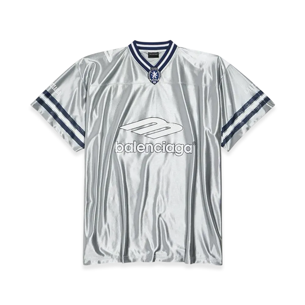 BALENCIAGA 3B Football V-Neck T-Shirt Oversized "Grey/White"