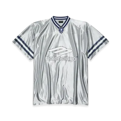 BALENCIAGA 3B Football V-Neck T-Shirt Oversized "Grey/White"