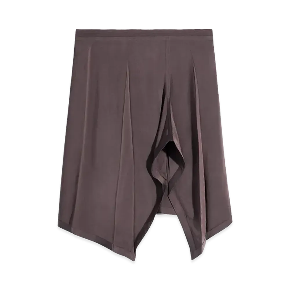 LEMAIRE Women's Poly-Viscose Twill Creased Scarf Skirt "Glossy Brown"