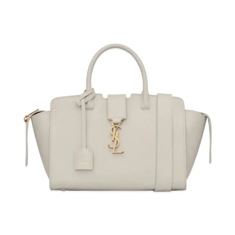 Saint Laurent Downtown Baby Tote In Grained Leather "Vintage White"