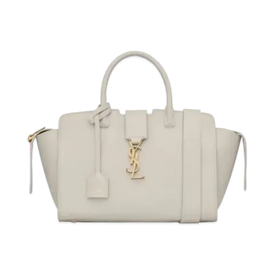Saint Laurent Downtown Baby Tote In Grained Leather "Vintage White"