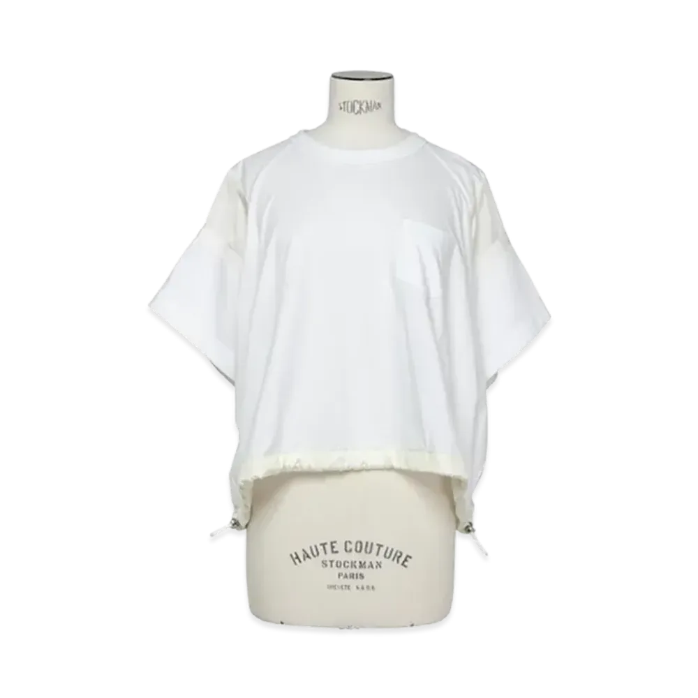 sacai Satin x Cotton Jersey T-Shirt "White/Off White"