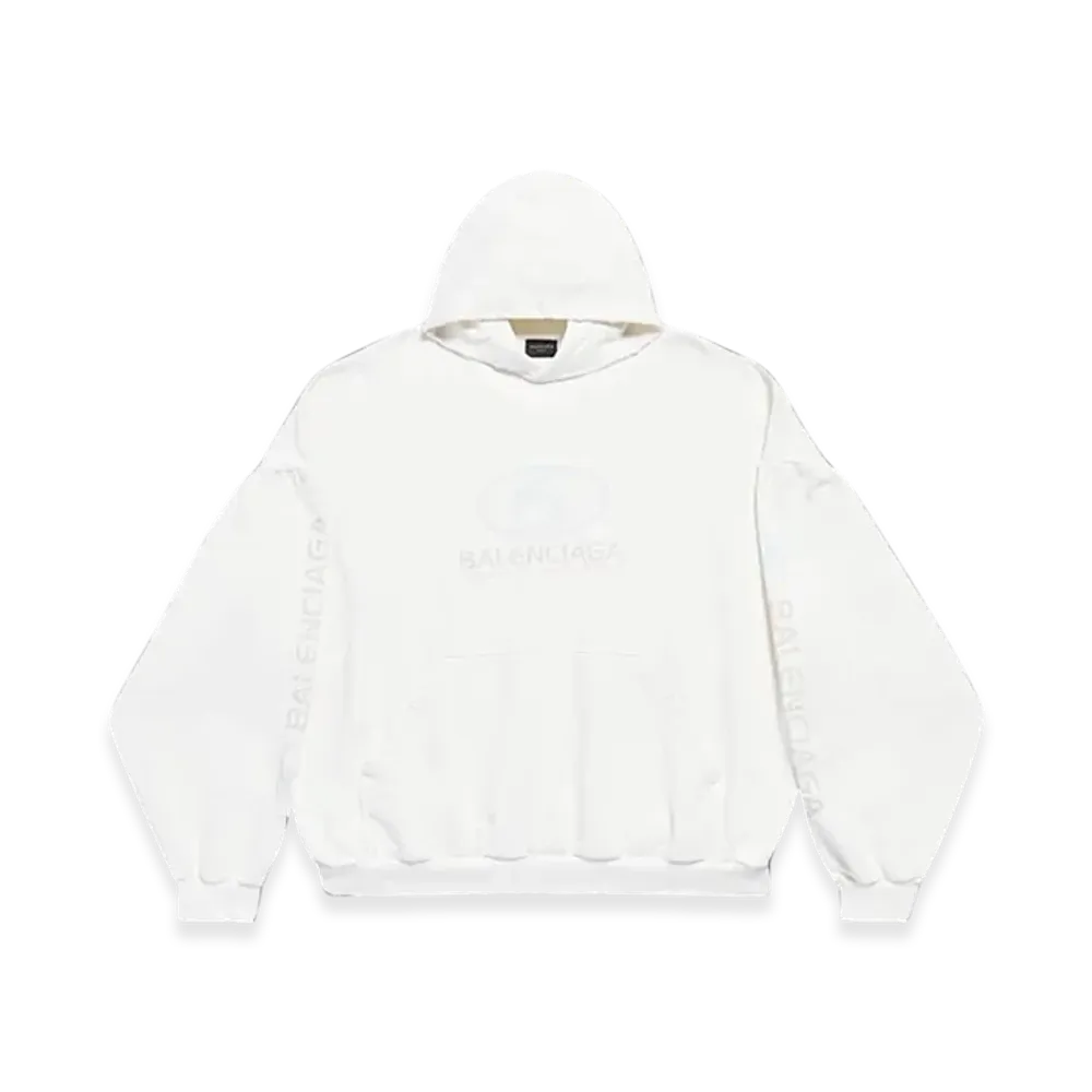 BALENCIAGA Surfer Round Oversized Hoodie "White Light Blue"