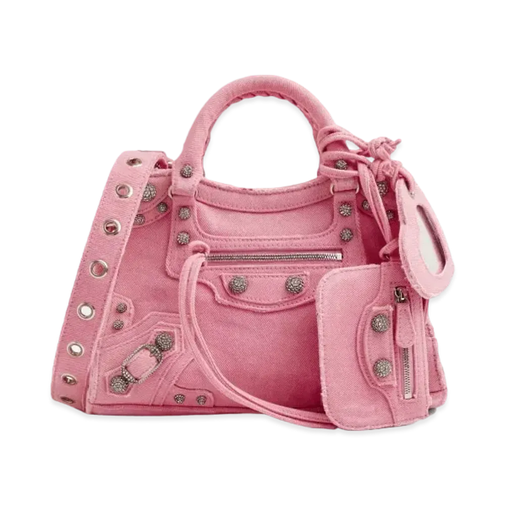 BALENCIAGA Neo Cagole XS Handbag in Denim "Pink"