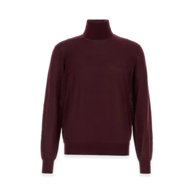 Saint Laurent Aubergine Wool Sweater "Bordeaux"
