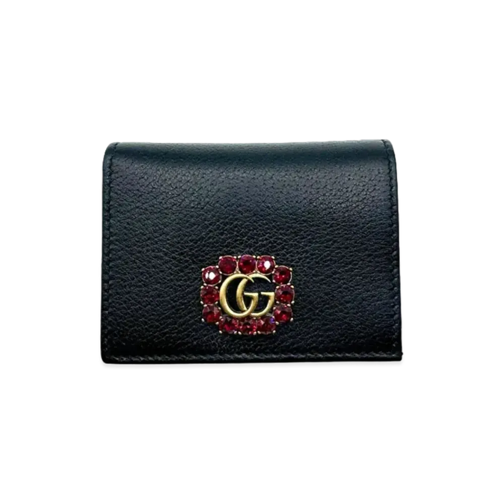 GUCCI GG Marmont Crystal Compact Wallet "Black"