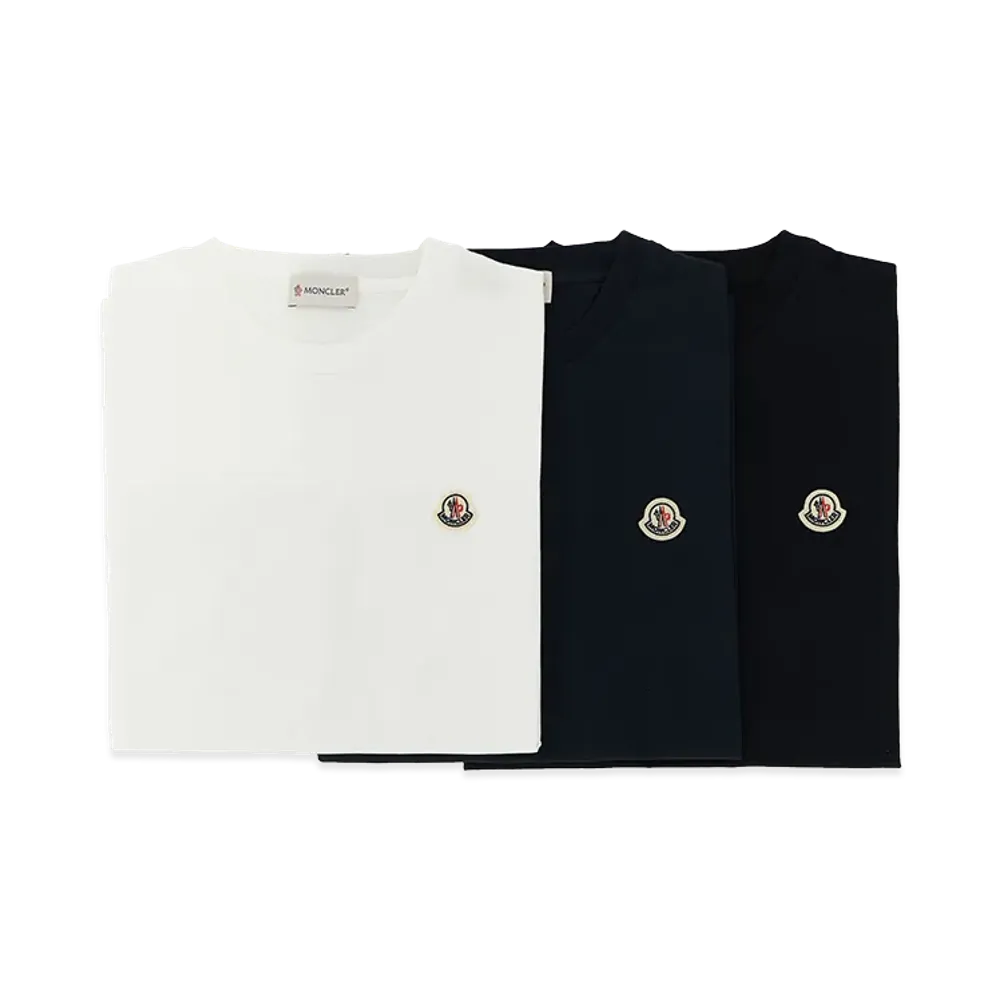 MONCLER Kids 3-Pack Logo Patch T-Shirt "White/Navy/Black"