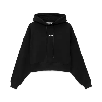 MSGM Cotton Sweatshirt With Hood And Micro Logo "Black"