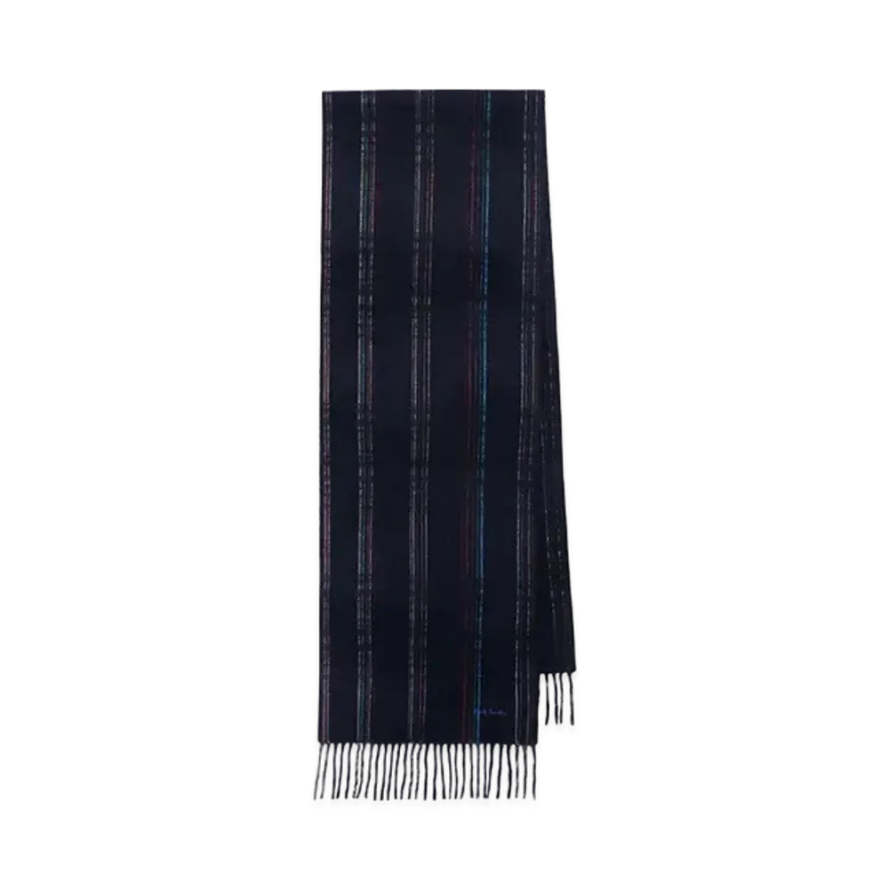 Paul Smith Random Stripe Cashmere Scarf "Navy"