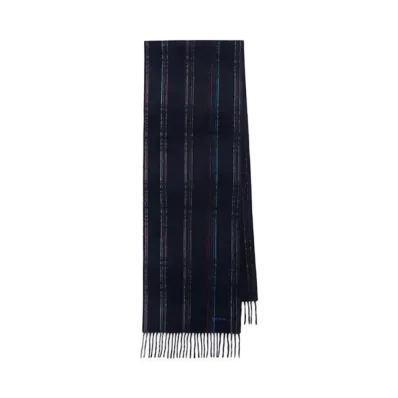 Paul Smith Random Stripe Cashmere Scarf "Navy"