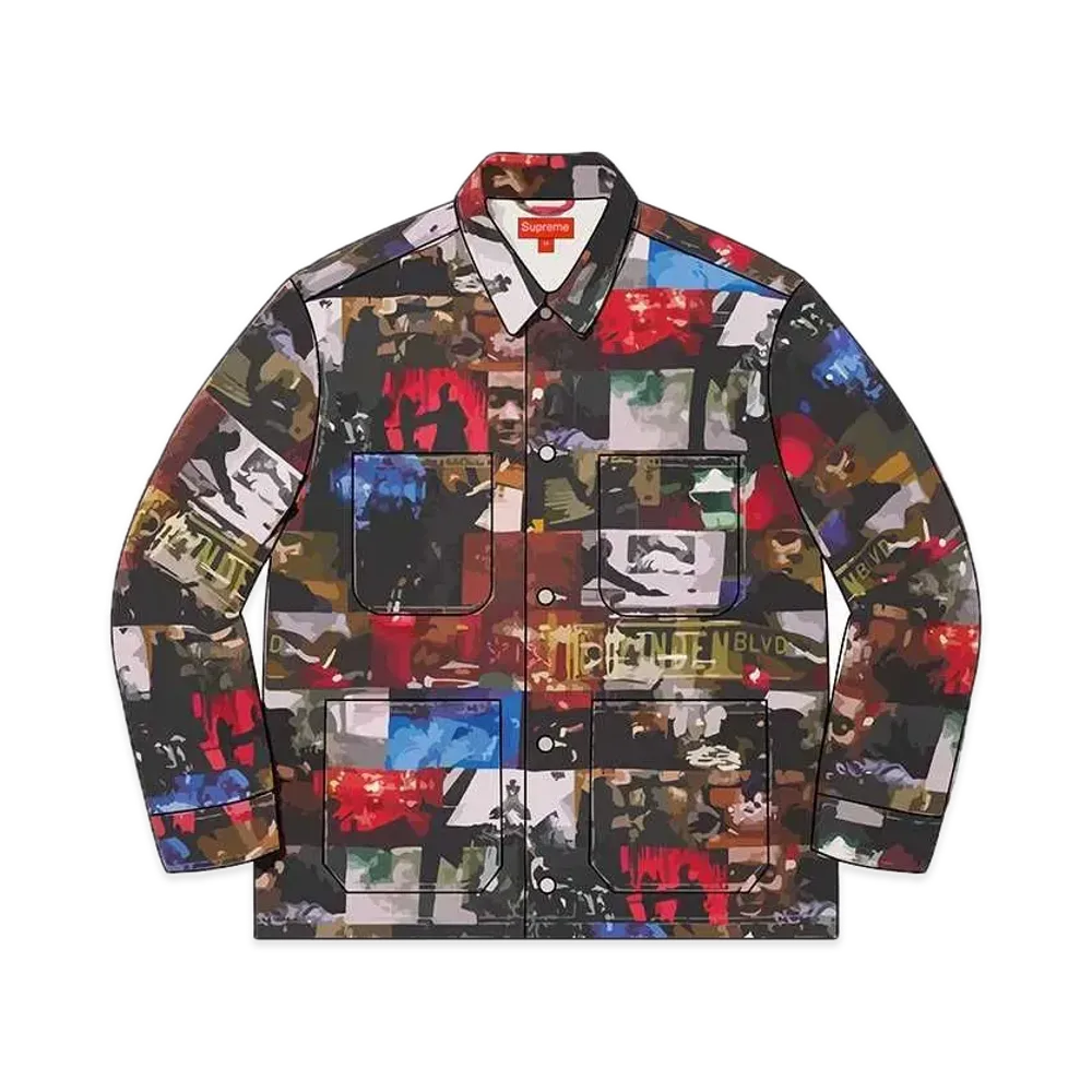 Supreme Nas and DMX Collage Denim Chore Coat "Multi"