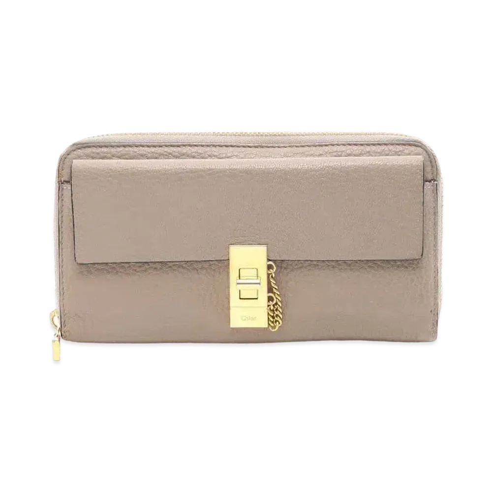 Chloe Drew Round Fastener Wallet "Beige"