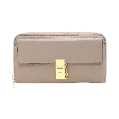 Chloe Drew Round Fastener Wallet "Beige"