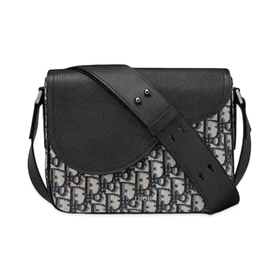 Dior Saddle Mini Messenger Bag Dior Oblique Jacquard & Grain Calfskin "Beige"