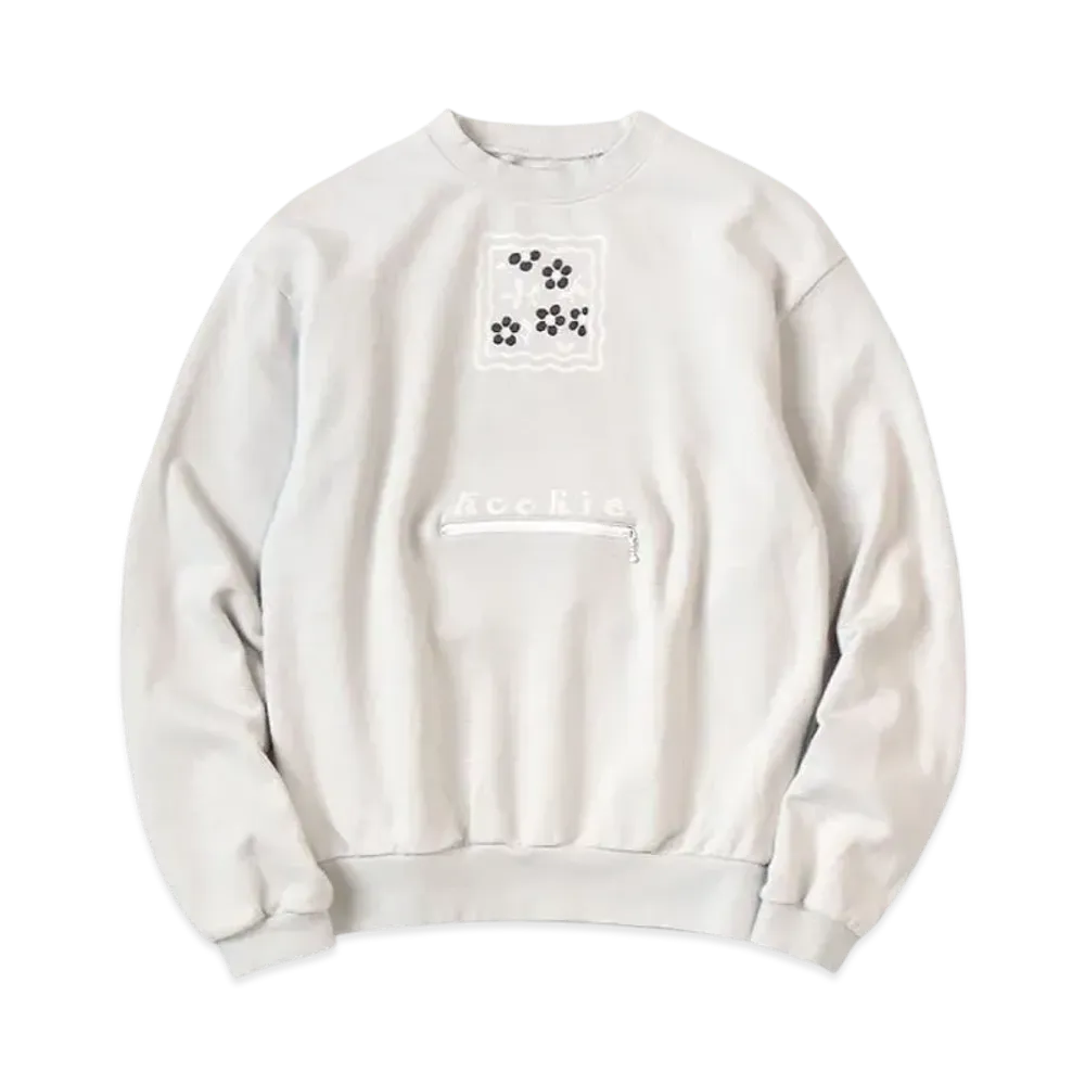 KAPITAL 30/- Fleece Cookie Pocket Crew Sweat "Light Grey"