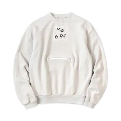 KAPITAL 30/- Fleece Cookie Pocket Crew Sweat "Light Grey"