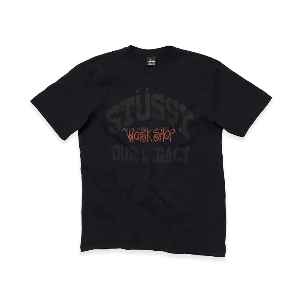 OUR LEGACY Work Shop x Stussy OL Collegiate Pig. Dyed Tee "Peach OD Black"