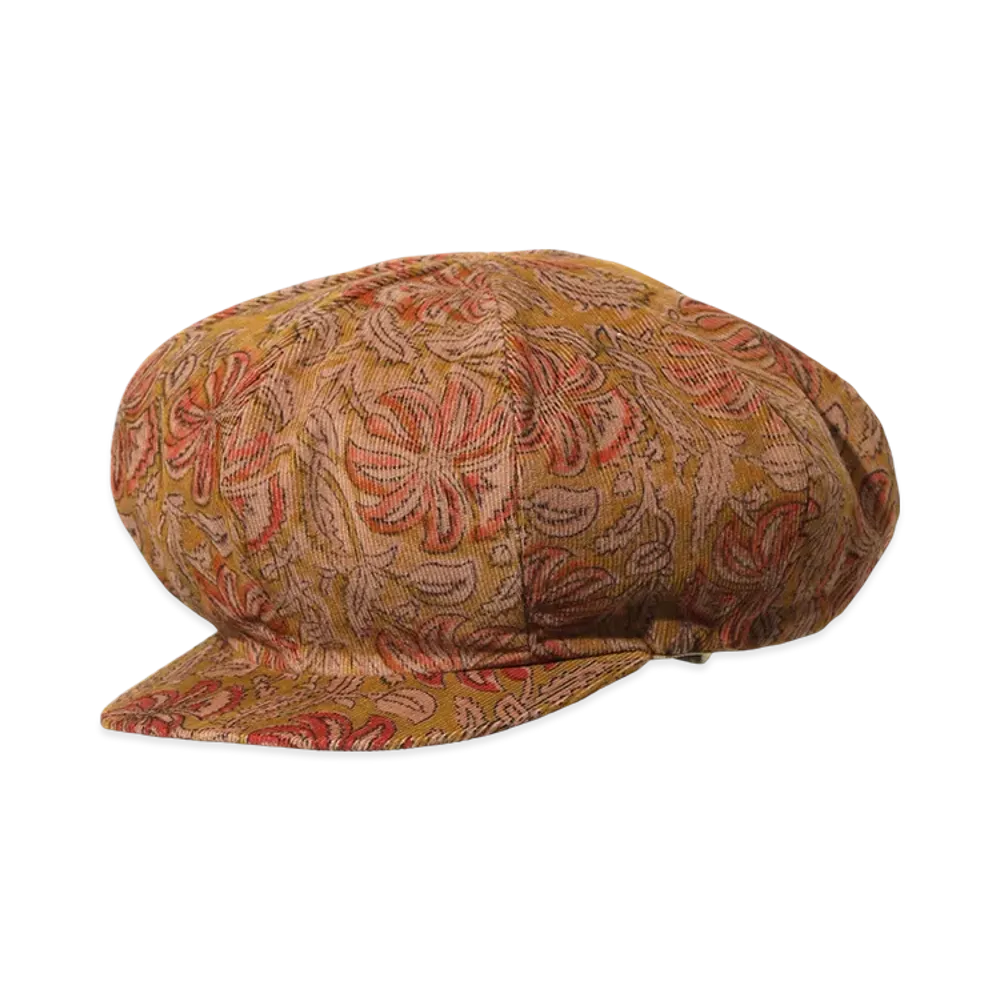 ENGINEERED GARMENTS Newsboy Cap- Floral Pt. Corduroy "Brown"