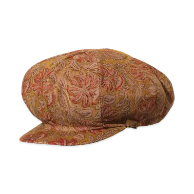 ENGINEERED GARMENTS Newsboy Cap- Floral Pt. Corduroy "Brown"