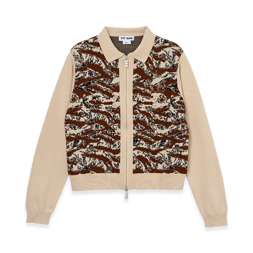 TTT MSW Tiger Camo Zip Up Knit Polo "Sand"