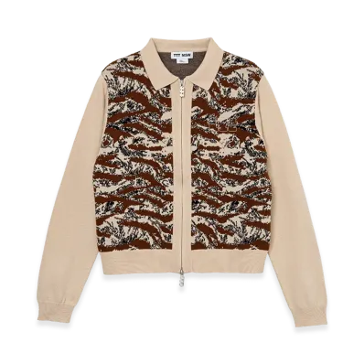 TTT MSW Tiger Camo Zip Up Knit Polo "Sand"