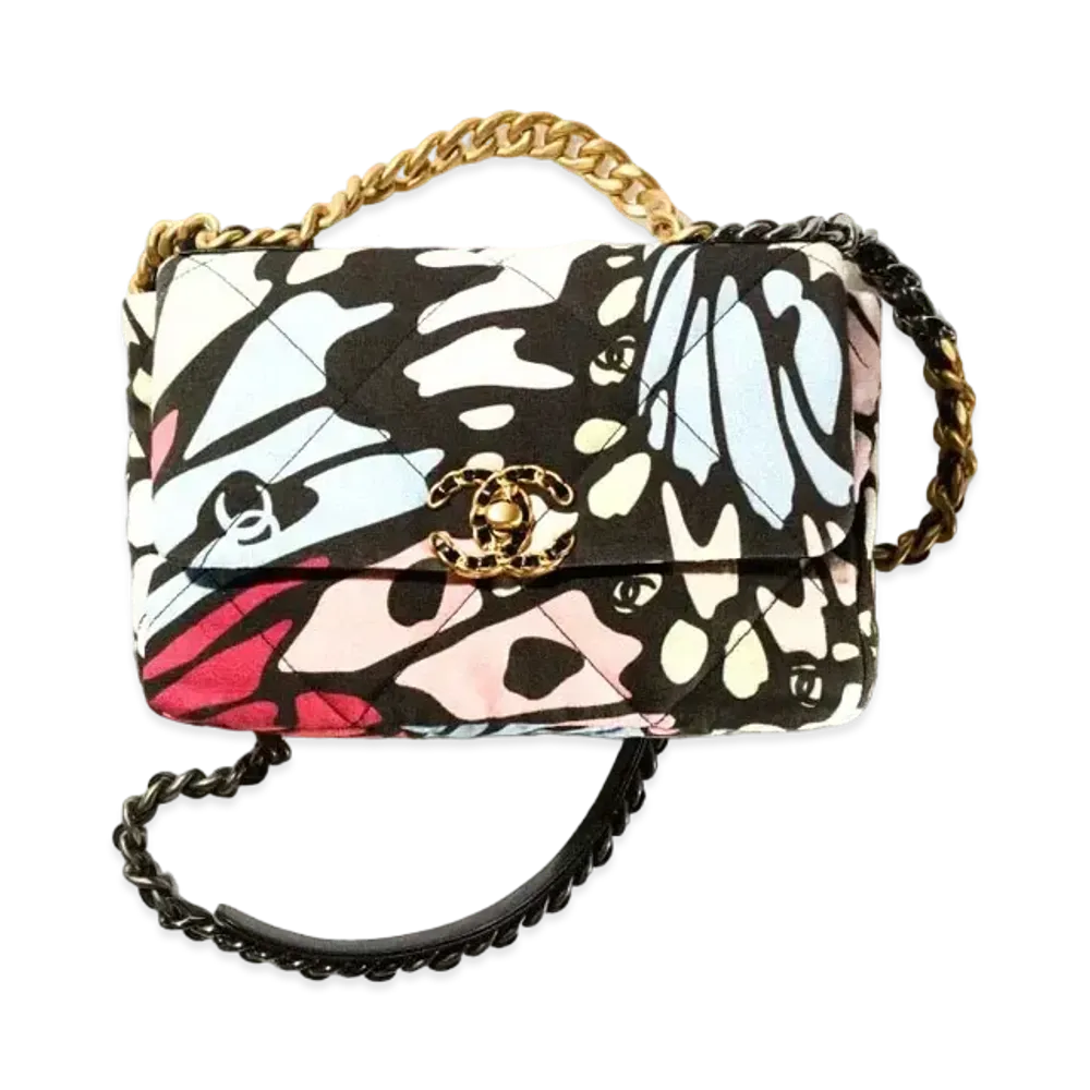 CHANEL 19 Hand Bag Printed Cotton "Multicolor"