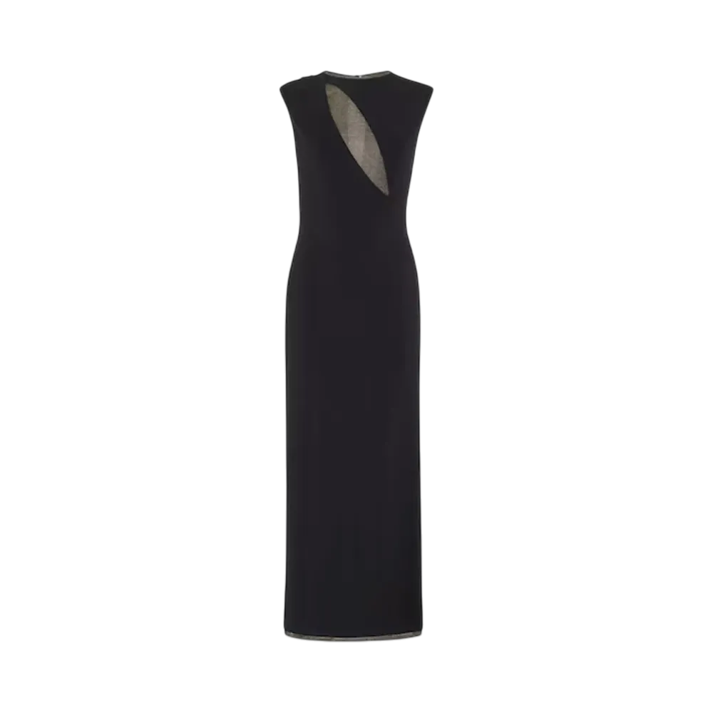 FENDI Women's Dress Jersey and Metallic Yarn Dress "Black"