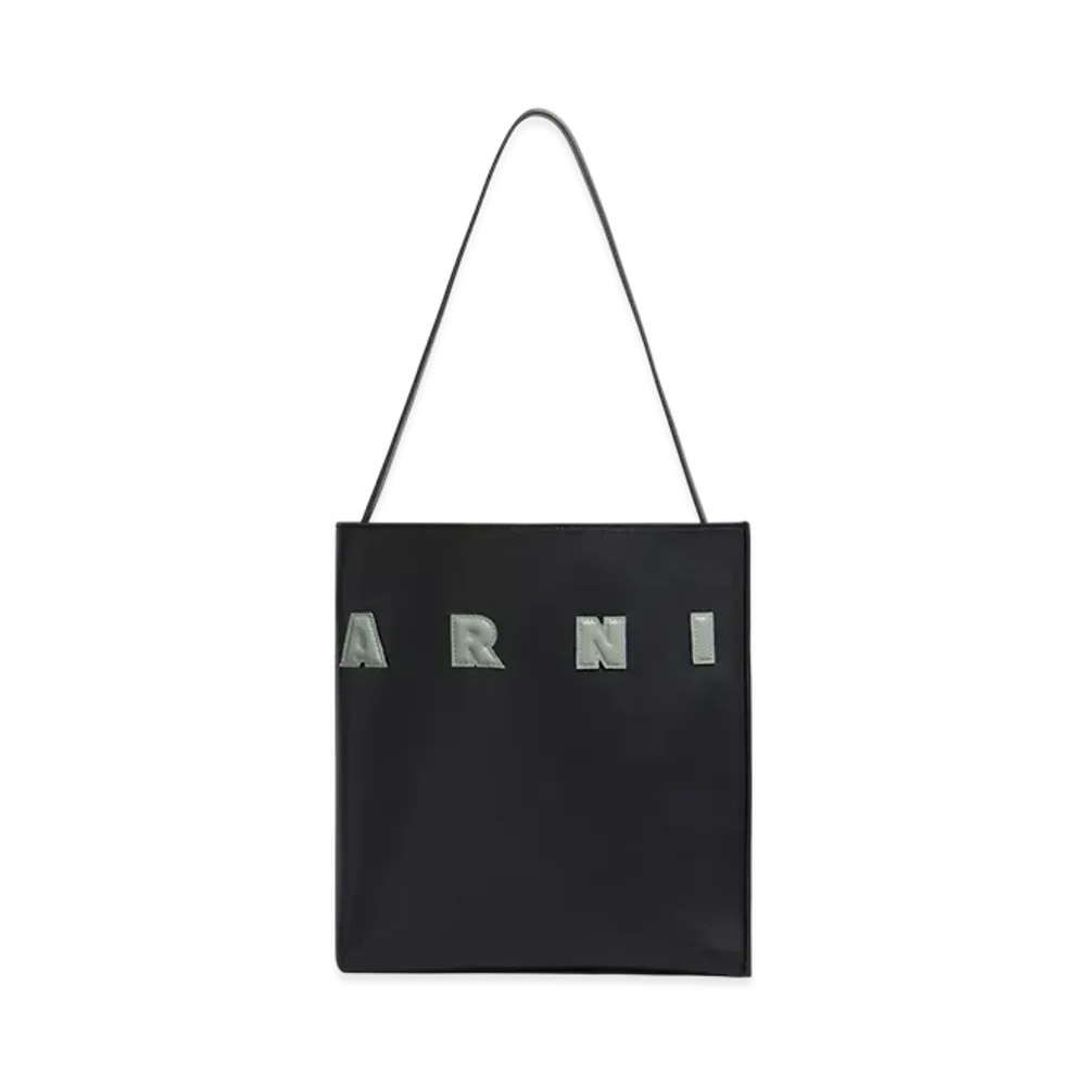 MARNI Museo Small Hobo Bag in Leather "Black/Step"