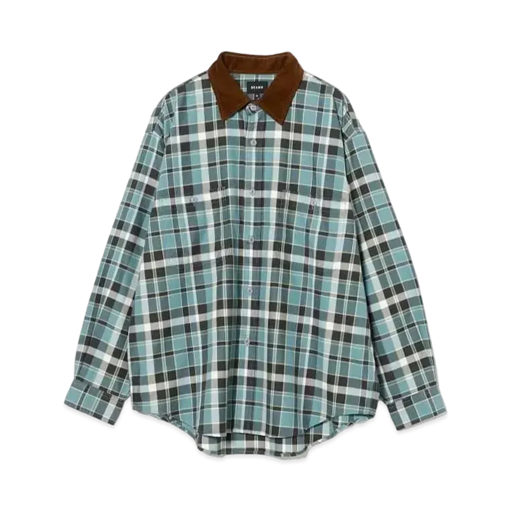 BEAMS Check Work Shirt "Dusty Blue"