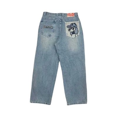 centimeter CMT ruler washed denim pants "Light Blue"