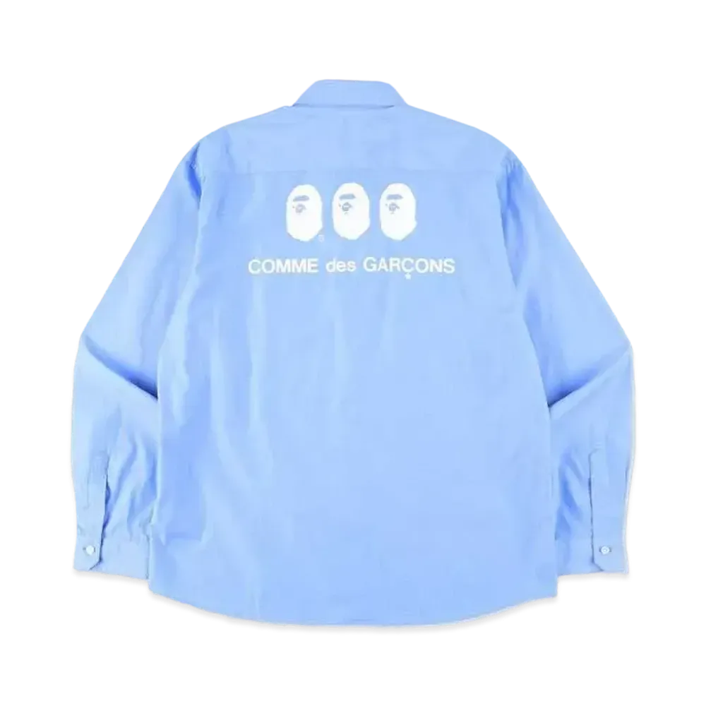 A BATHING APE CDG OSAKA POPLIN SHIRT "Blue"