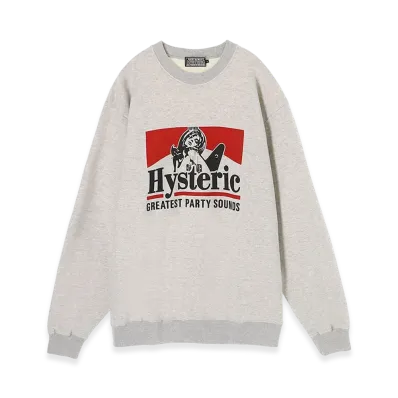 HYSTERIC GLAMOUR Greatest Party Sounds Sweatshirt "Top Gray"