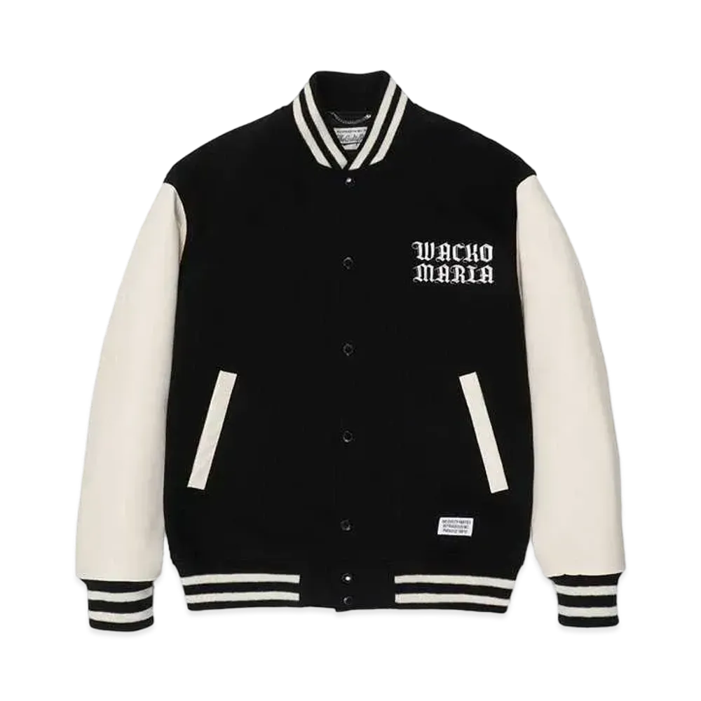 WACKO MARIA Leather Varsity Jacket "Black"