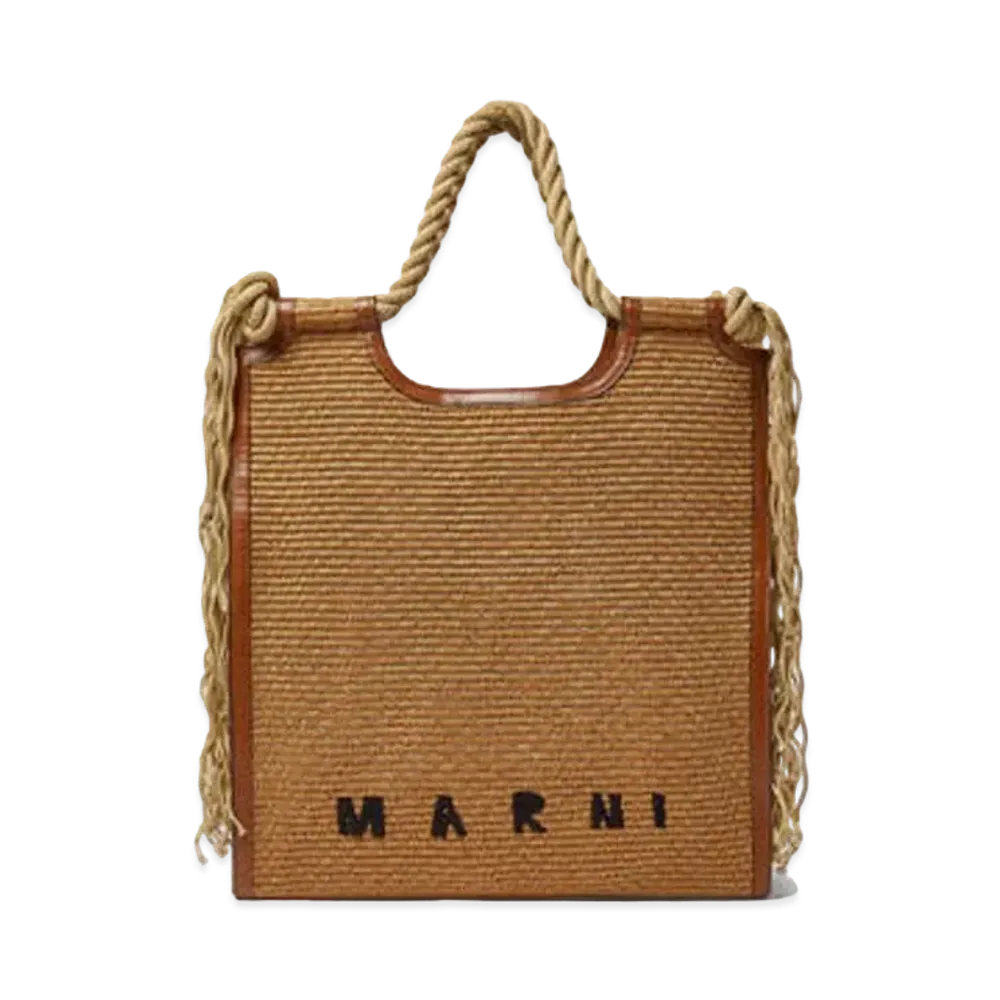 Marni North South Matting Shopping Bag with Frayed Rope Handles