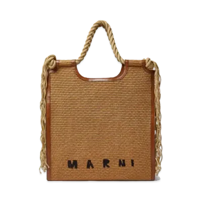 Marni North South Matting Shopping Bag with Frayed Rope Handles