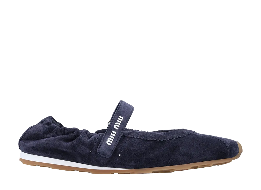 MIU MIU Women's Plume Suede Ballerinas "Blue"