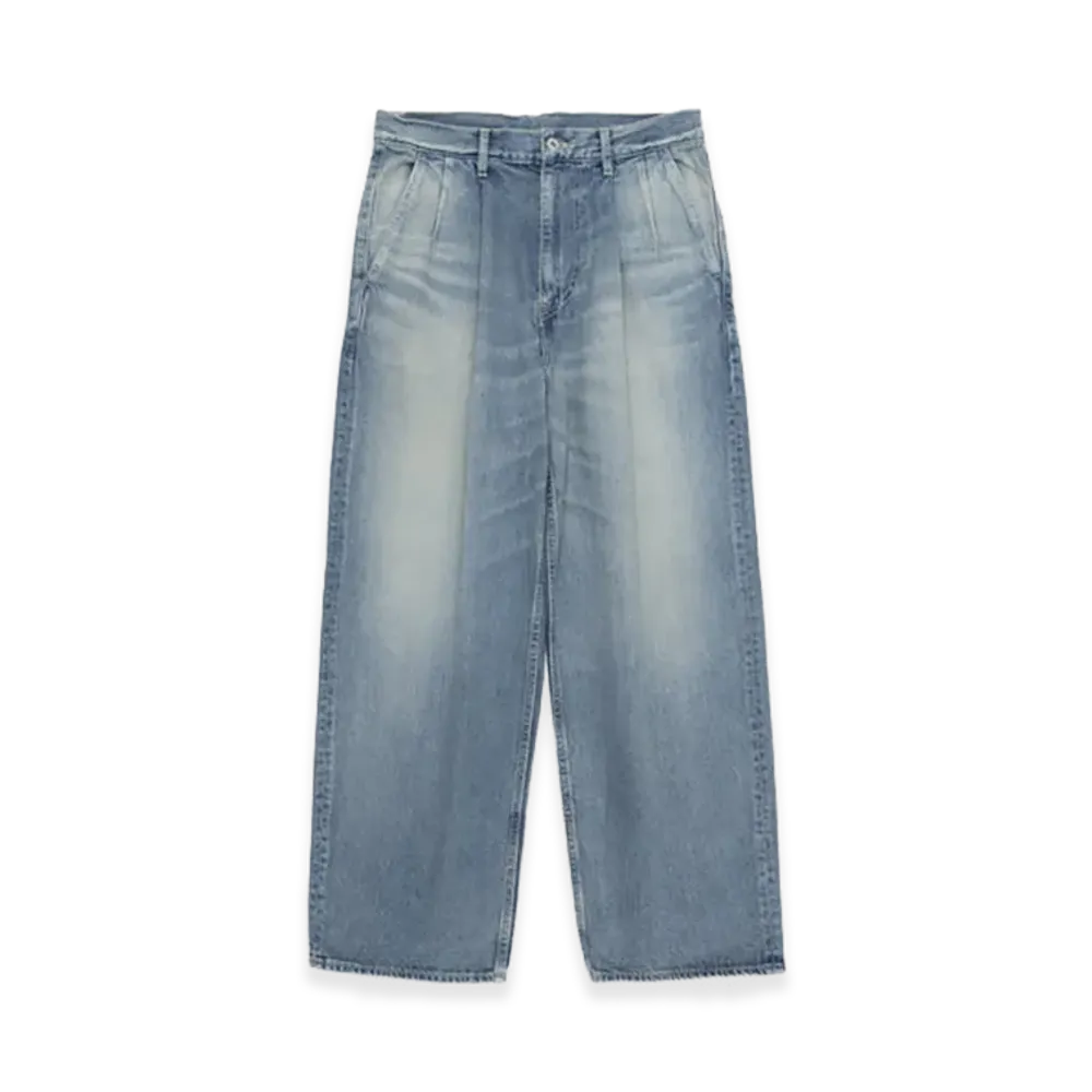 Graphpaper minus Recycled Cotton Denim Two Tuck Pants "Light Fade"