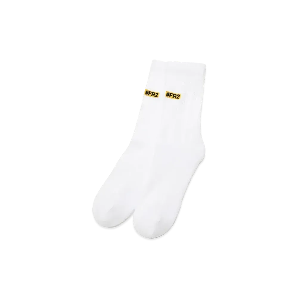 FR2 Yellow Box Logo Socks "White"