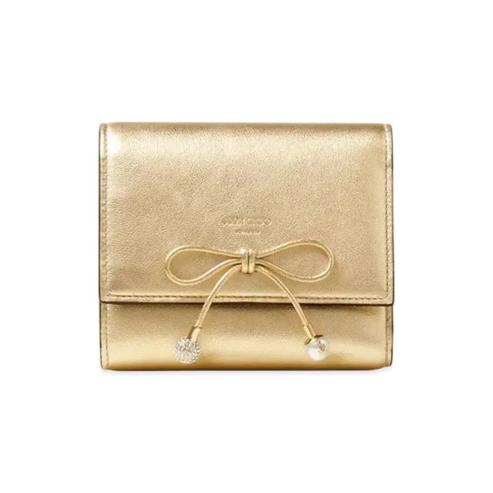 Jimmy Choo Malinda Metallic Nappa Leather Wallet "Gold/Light Gold"