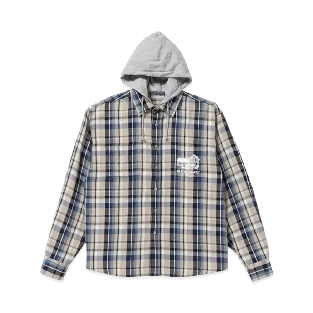 BlackEyePatch HOODED FLANNEL SHIRT "Navy/Sand"