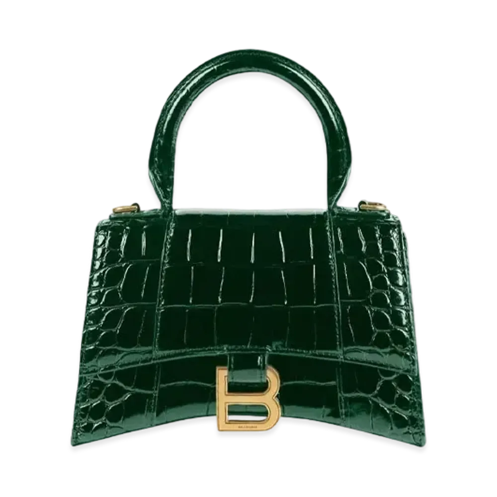 BALENCIAGA Women's Hourglass XS Top Handle Bag "Forest Green"