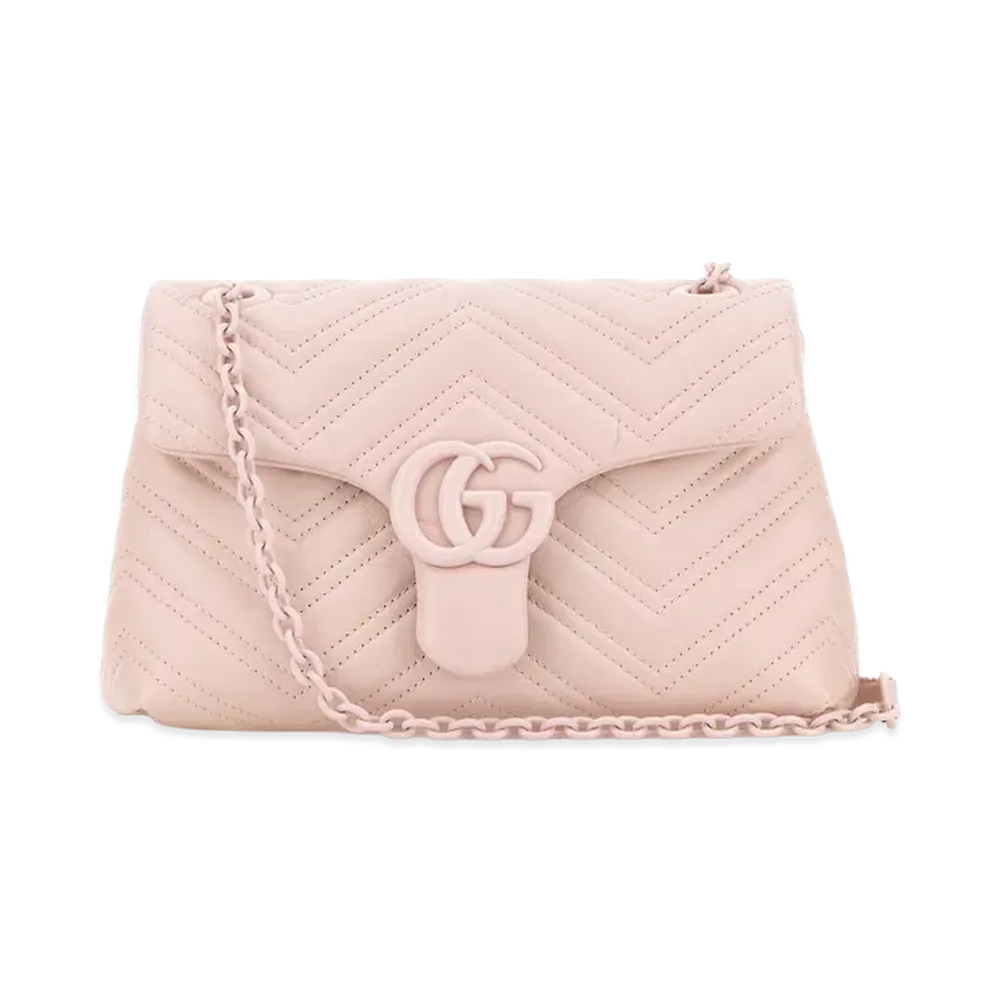GUCCI Women's Nappa Leather Small GG Marmont Shoulder Bag "Pink"